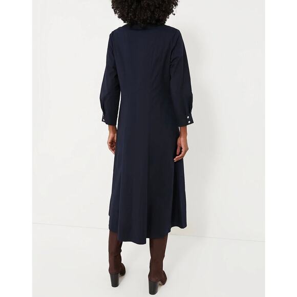 Tuckernuck New Briana Dress Midi Button Down Long Sleeves Dark Navy Size Large - Picture 4 of 15